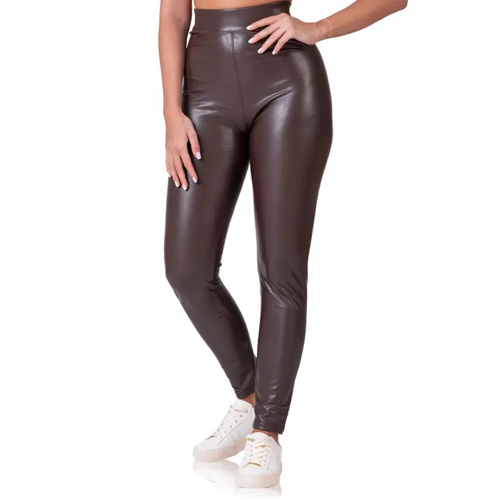 RELAX & GO LEATHEROPTIC LEGGINGS - dark brown - Master