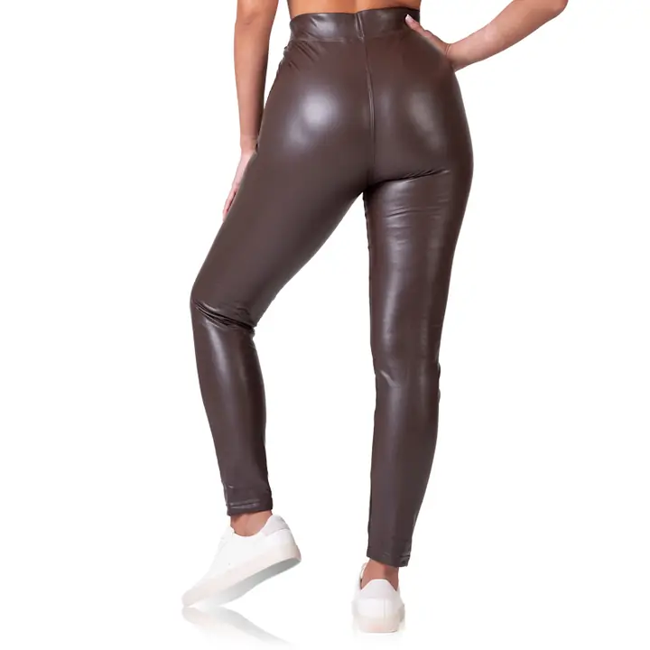 RELAX & GO LEATHEROPTIC LEGGINGS - dark brown - Master